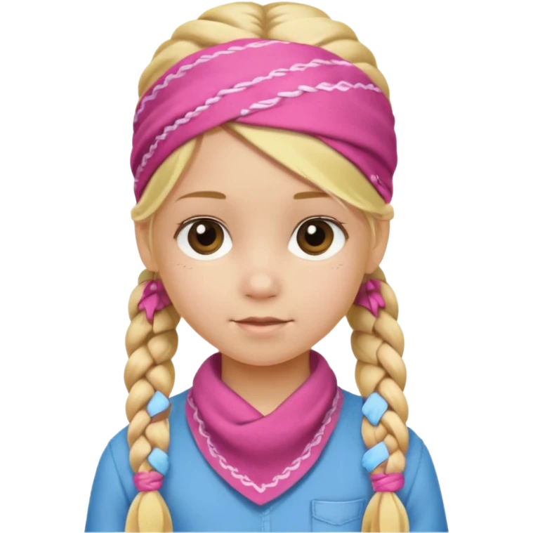 blonde girl child with braids and a pink bandana emoji