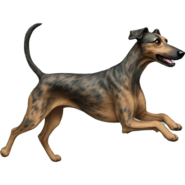 Brindle dog black face lurcher running cyan lighting emoji