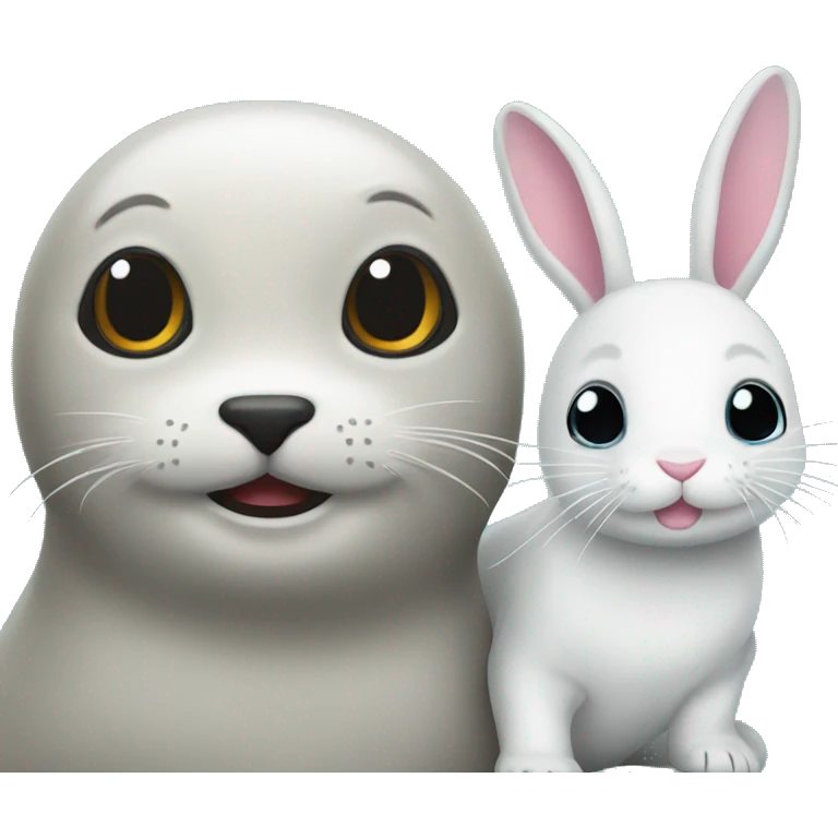 Little seal and bunny  emoji
