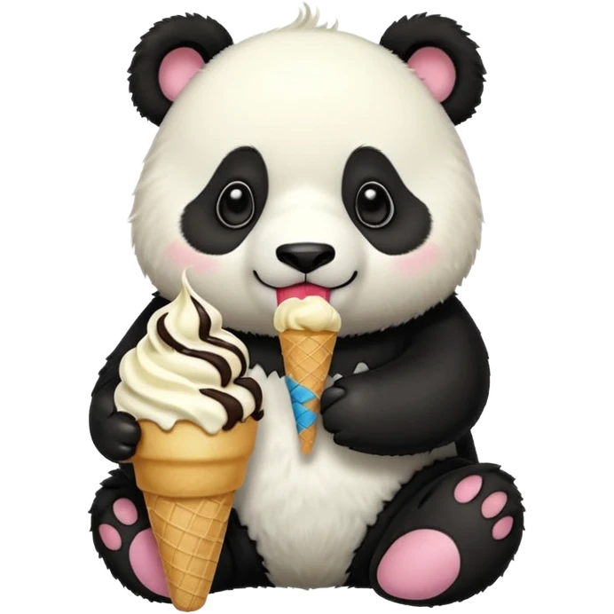 Panda eating ice cream emoji