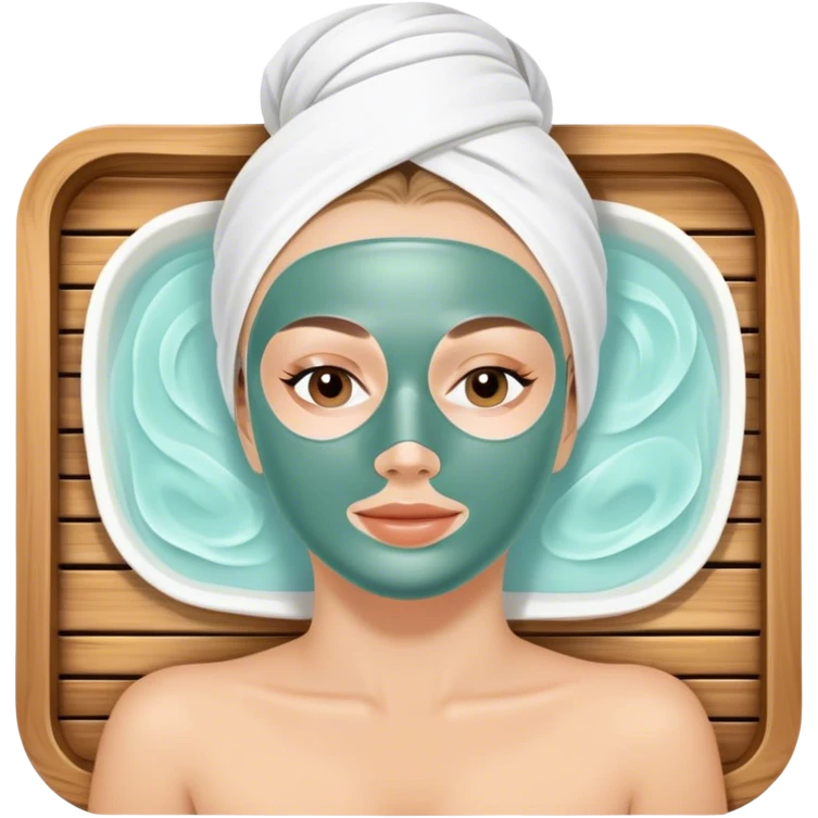 White lady with face mask spa beauty full face relaxing emoji