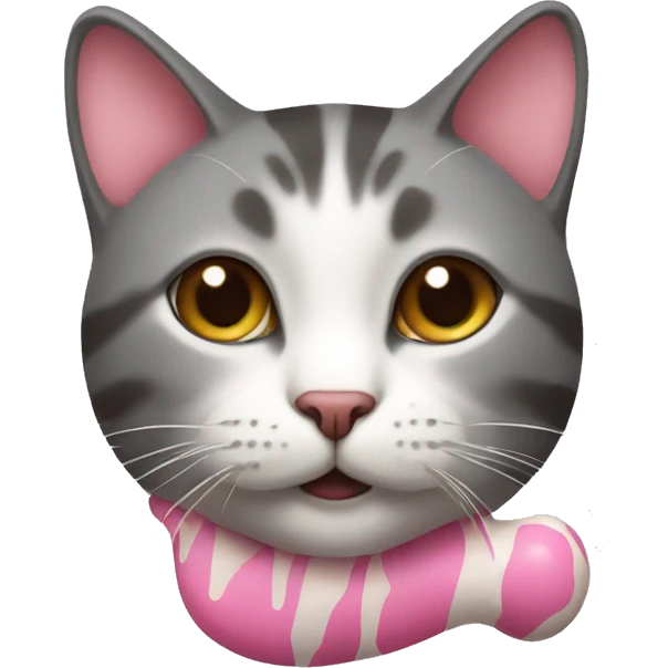 Cat with a pink bone emoji