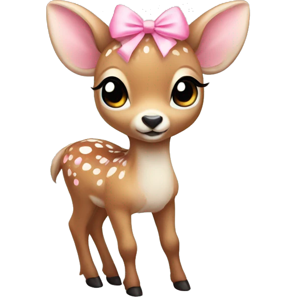 baby deer with fairy wings and a pink bow around its neck  emoji