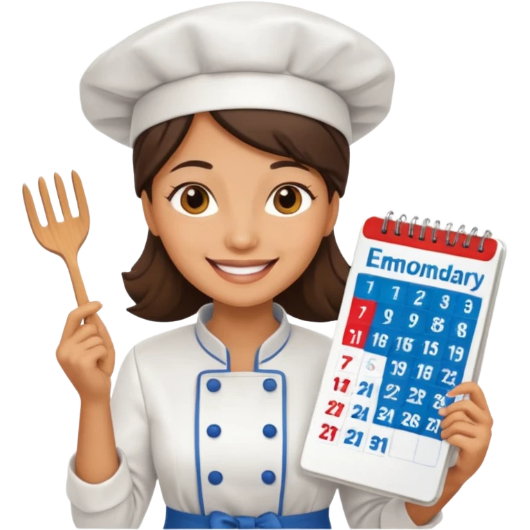 cocinera mujer con calendario emoji