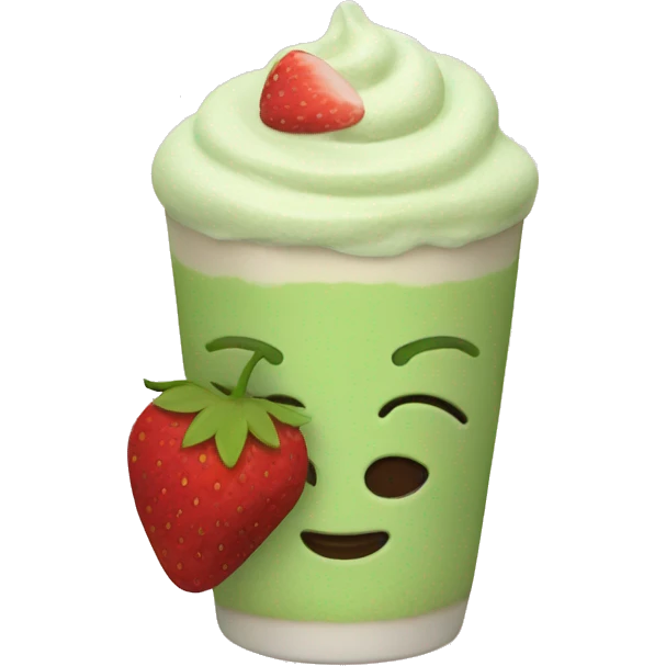 matcha latte with strawberries  emoji