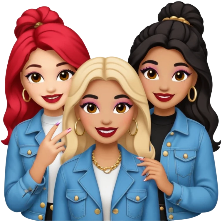 Boujy baddie best friends happy, trendy heavy makeup emoji