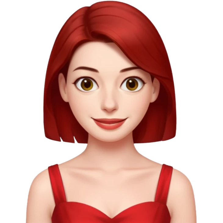Anne Hathaway in red dress, cute emoji