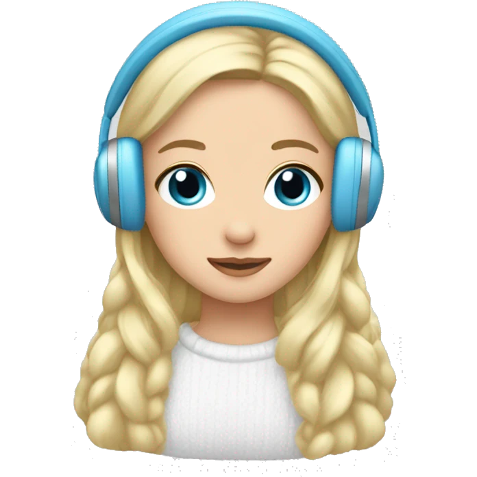 long blonde hair blue eyed girl wearing winter white earmuffs emoji