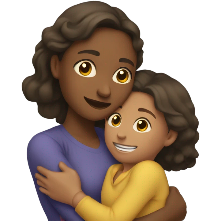 Mother huggings with a girl emoji