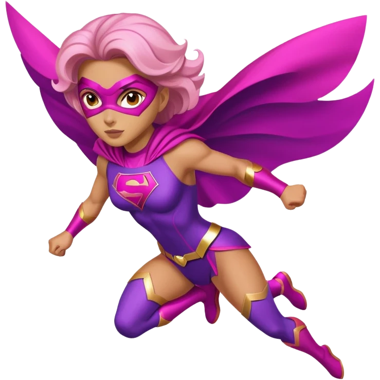pink violet woman superhero flying emoji