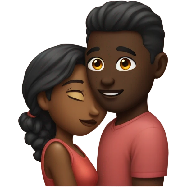 Black girl and guy emoji kissing emoji