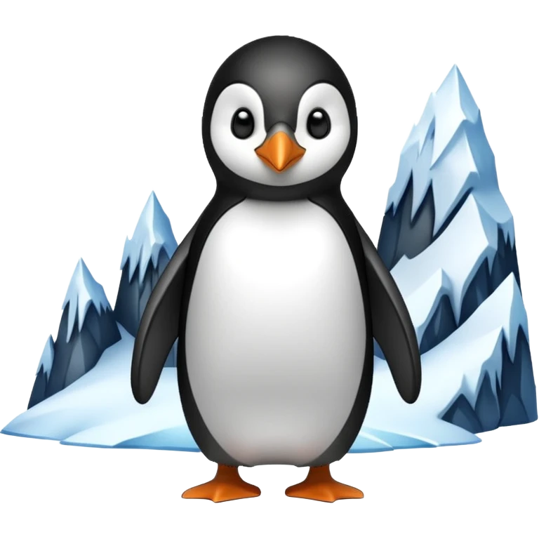 penguin looking to ice mountains emoji