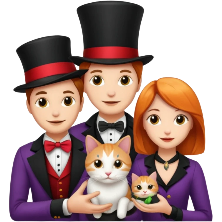 magician couple and their pet cat emoji
