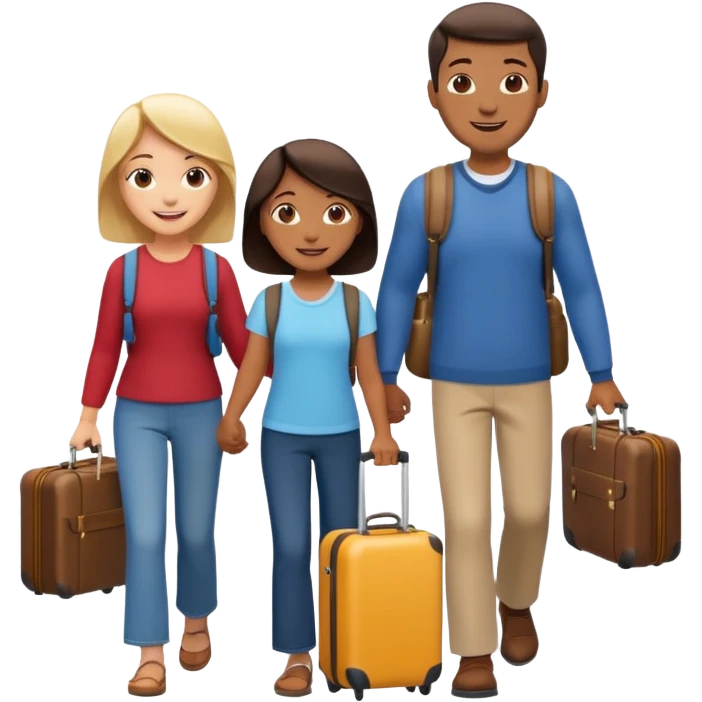 familia con maleta caminando emoji