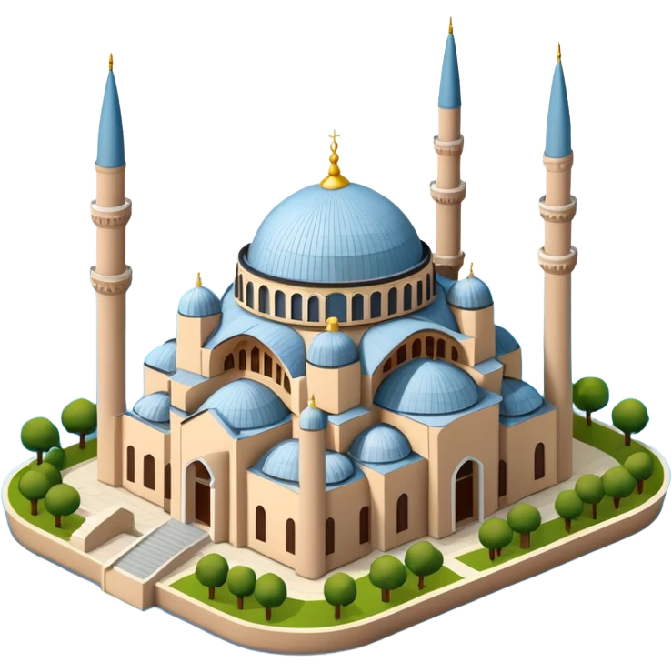 Isometric illustration of Istanbul, featuring photorealistic Hagia Sophia emoji
