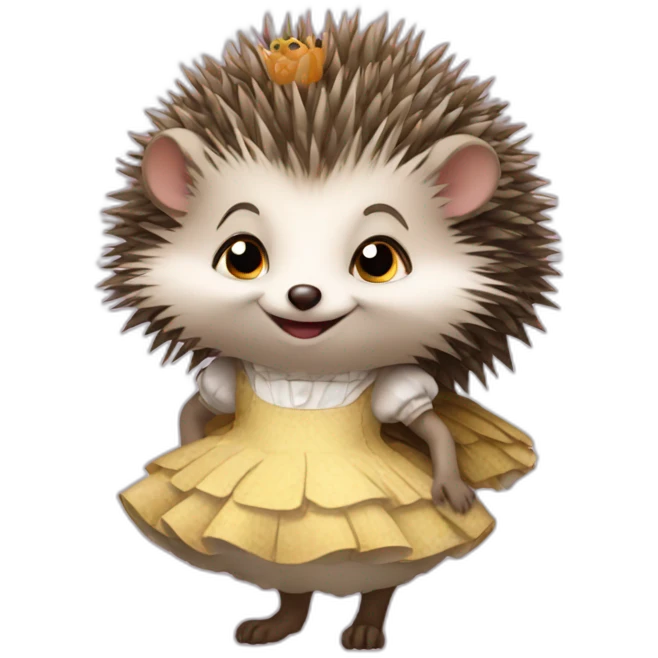 Hedgehog wearing dress of Alice from Alice in Wonderland emoji