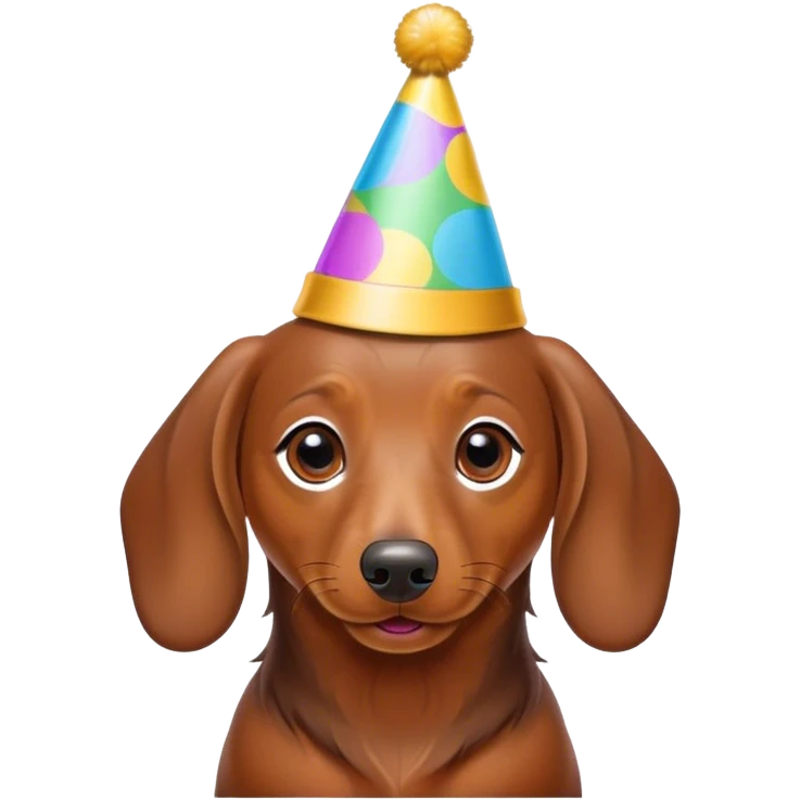 Dachshund wearing a party hat emoji