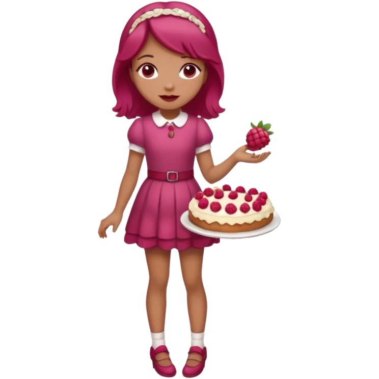 Raspberry torte human full body and legs girl with a raspberry barrette on her head emoji