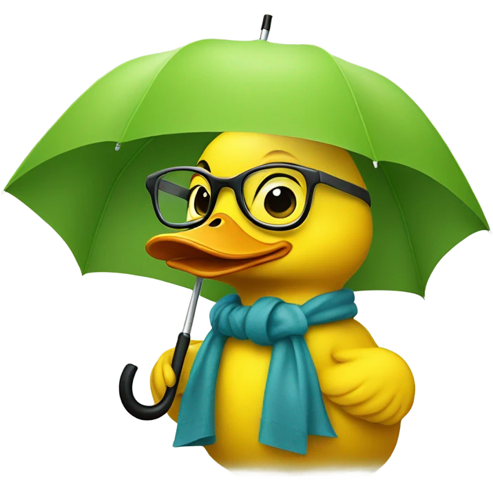 Yellow duck with umbrella and glasses  emoji