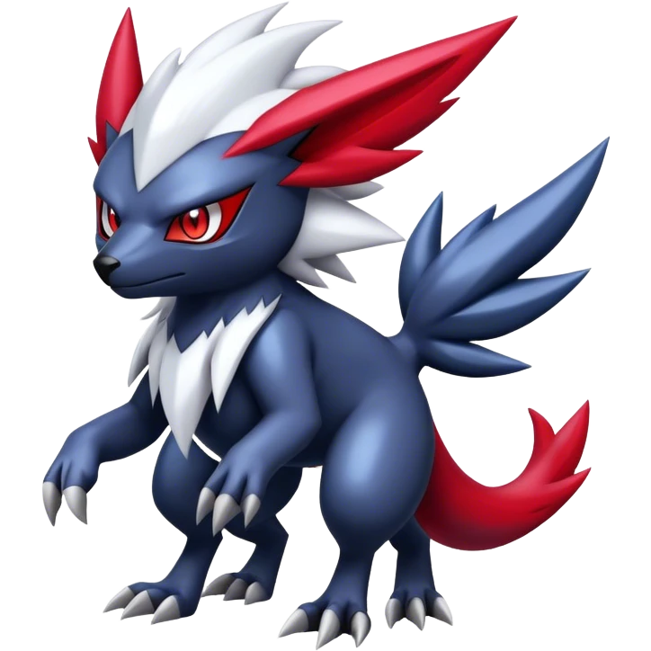Cool Edgy Shiny Digimon-Weavile-Absol-Zoroark-Zangoose-hybrid full body emoji