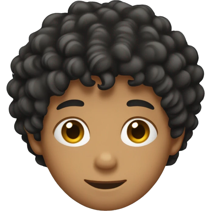 apple emoji style, a boy with black curly hair, tanned skin and with a blue top emoji