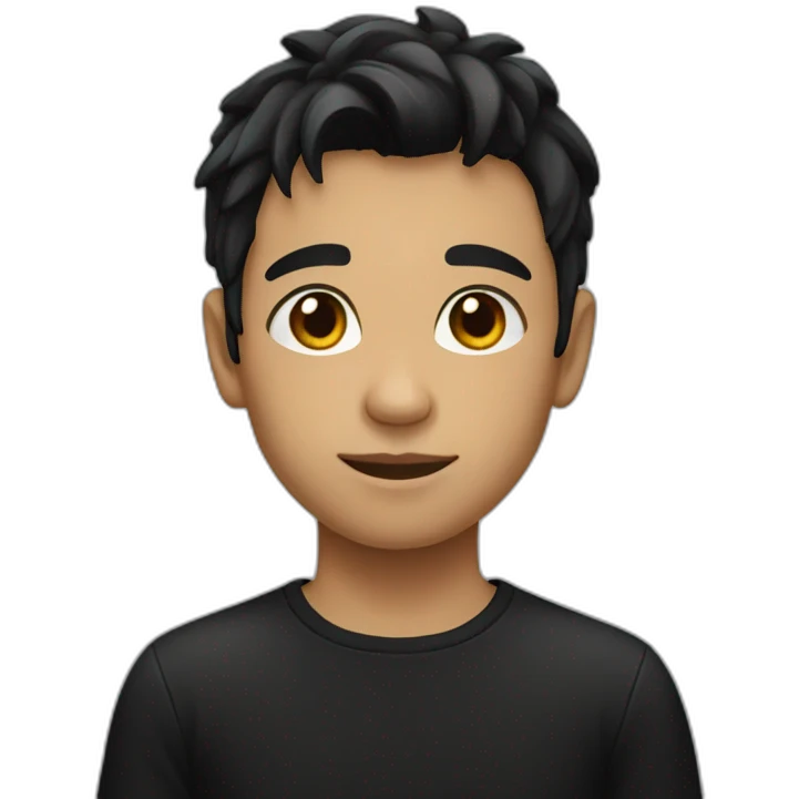 boy with black hair in a black shirt emoji