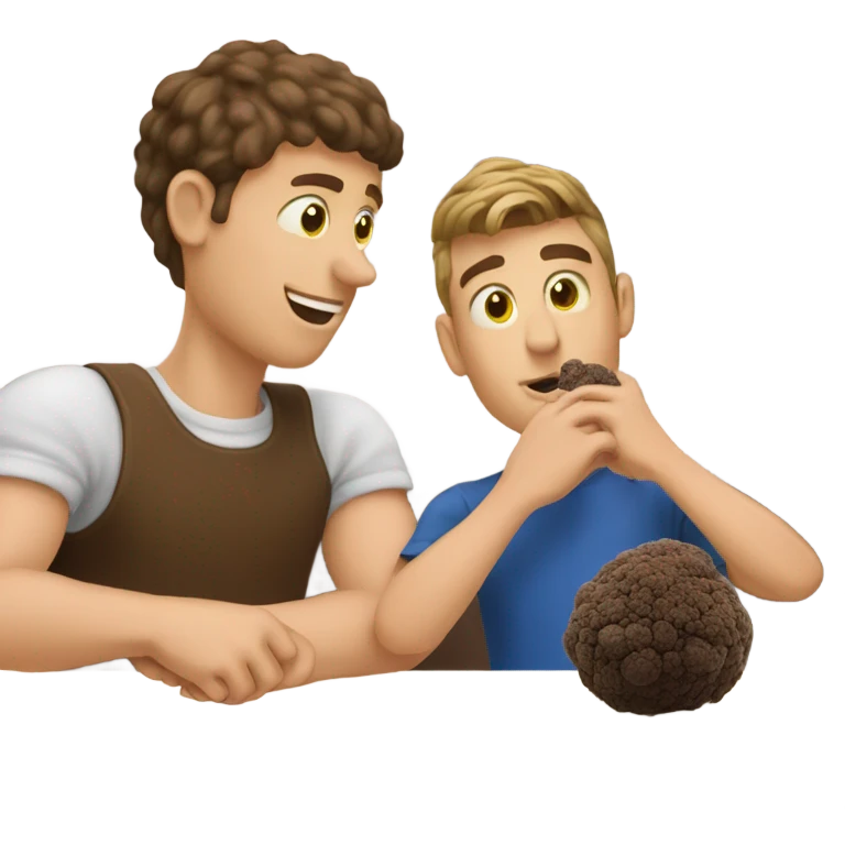 truffle cut with young man nearby  emoji
