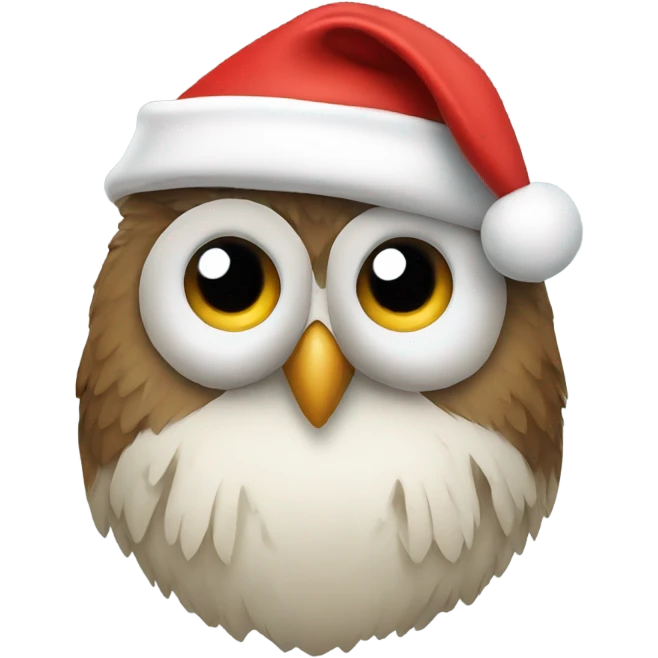 Owl with a Santa beard and Santa cap emoji