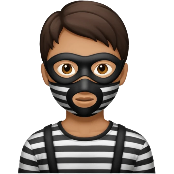 thief, with stripped shirt, facemask emoji