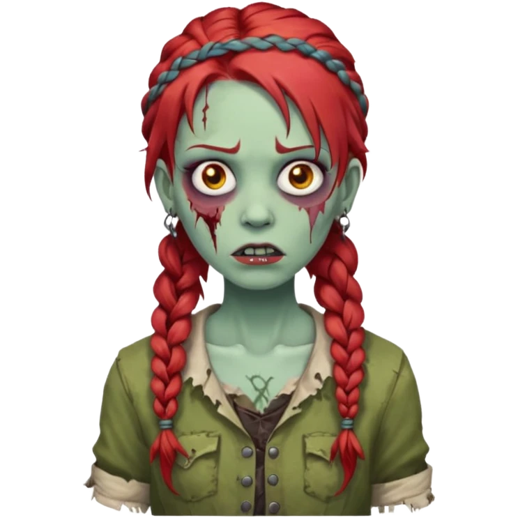 zombie with braided red hair and earrings emoji
