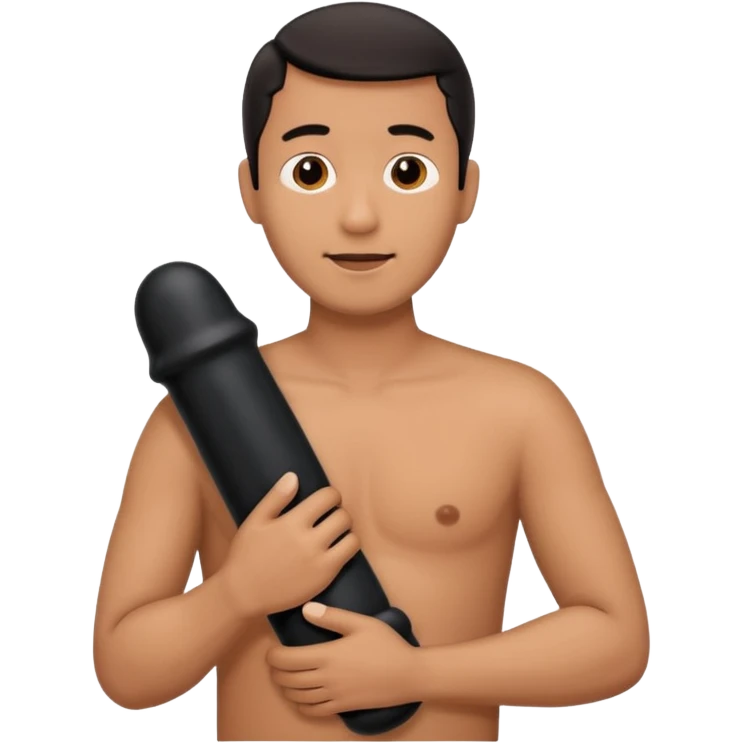 Man hugging a Penis dildo emoji
