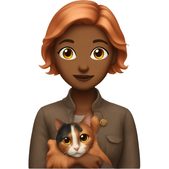 Copper girl with calico cat emoji