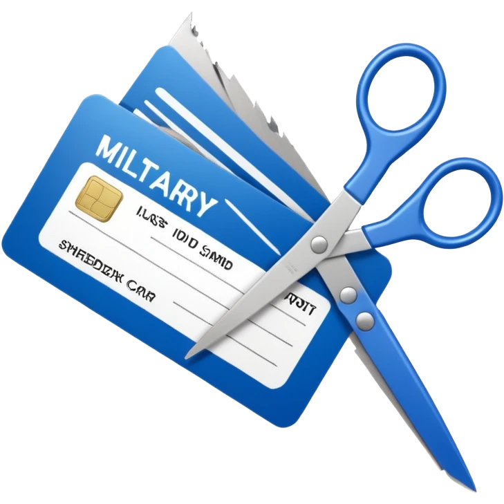 Scissors cutting military ID card emoji