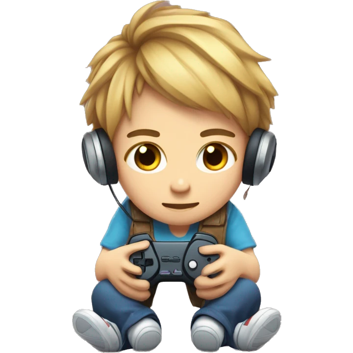 Gamer trop mignon en train de jouer sur son ordi emoji