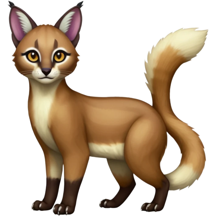 Colorful dark tropical white iridescent glorious divine exotic cute cool beautiful shiny beautiful fantasy-caracal-civet-genet-sergal-vernid-Cacomistle-oncilla-animal-Fakémon-hybrid-fursona (full body) emoji