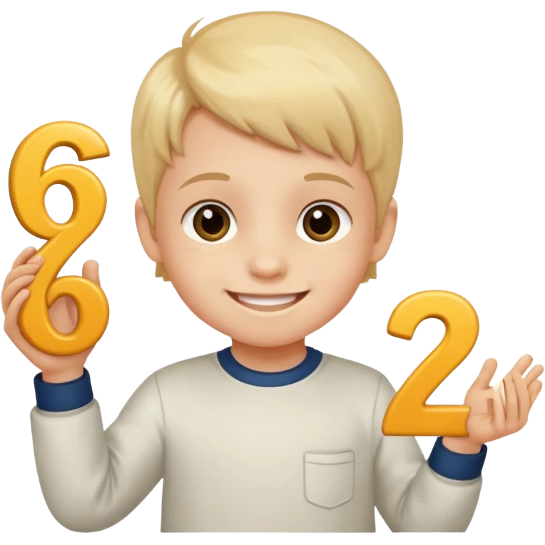 A Lil kid holding 6 7  emoji