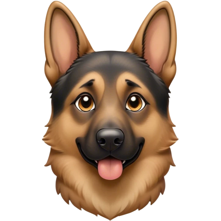 Cinematic Comical Tan/Black German Shepherd Portrait Emoji, Head tilted dramatically with an exaggeratedly shocked or offended expression, showcasing a robust tan coat with striking black markings, wide, expressive brown eyes filled with exaggerated disbelief, Simplified yet hilariously expressive features, highly detailed, glowing with a slightly sassy glow, high shine, dramatic yet playful, stylized with an air of attitude, bright and endearing, soft glowing outline, capturing the essence of a sassy and over-the-top guardian, so meme-worthy it feels like it could side-eye its way into internet fame instantly! emoji
