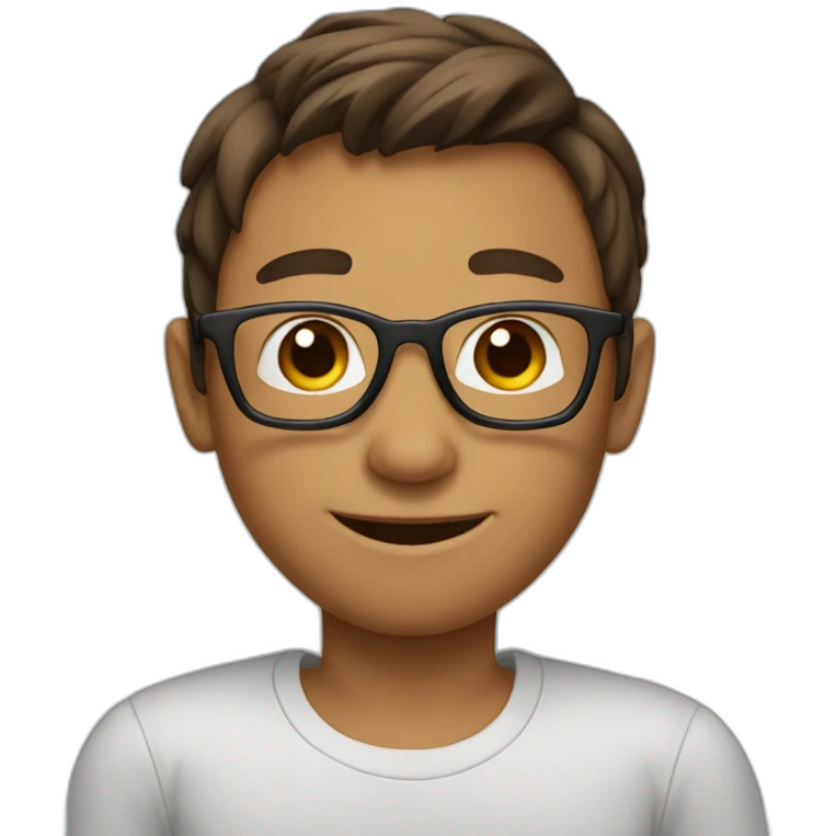 Boy with brown hairs tied in a tail thumb up wearing glasses emoji