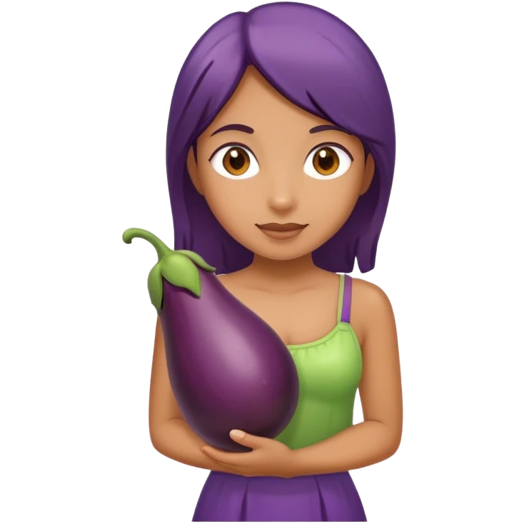 Girl holding eggplant emoji