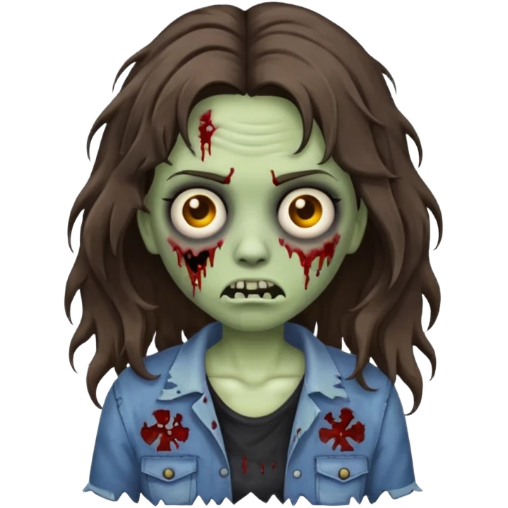 wavy brunette hair zombie emoji emoji