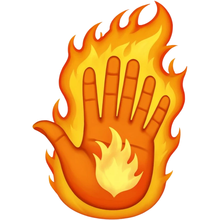 thumbs up emoji, thumb engulfed in fire, dynamic emoji