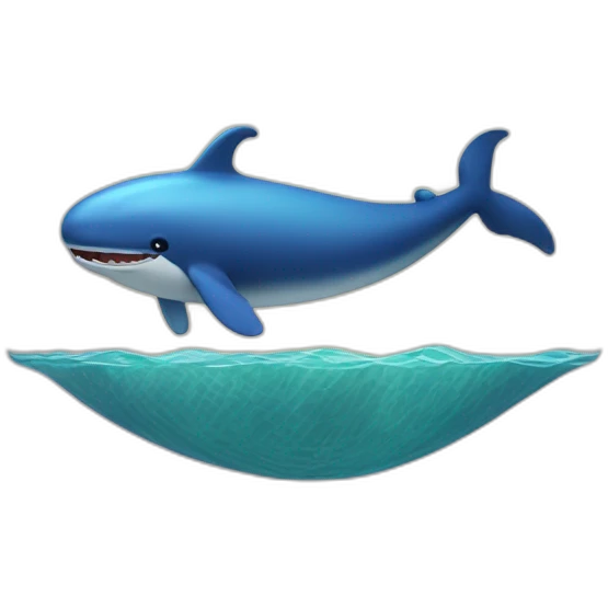 Une baleine dans un filet avec une sirène emoji