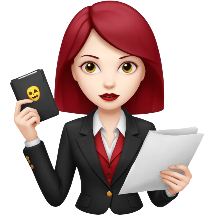 Woman A vampire in a blazer holding papers emoji