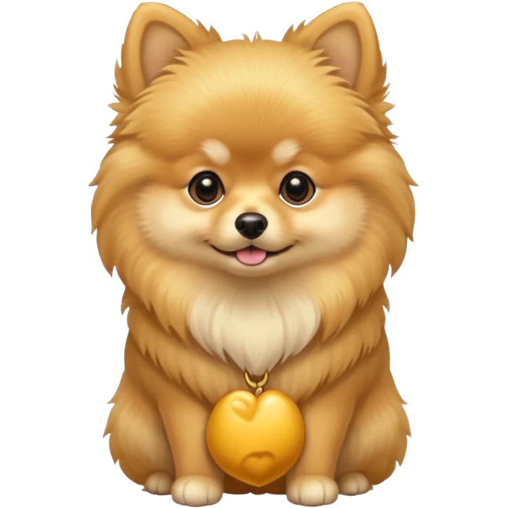 Create a golden pomeranian, all cute and adorable entire  only face and body  emoji