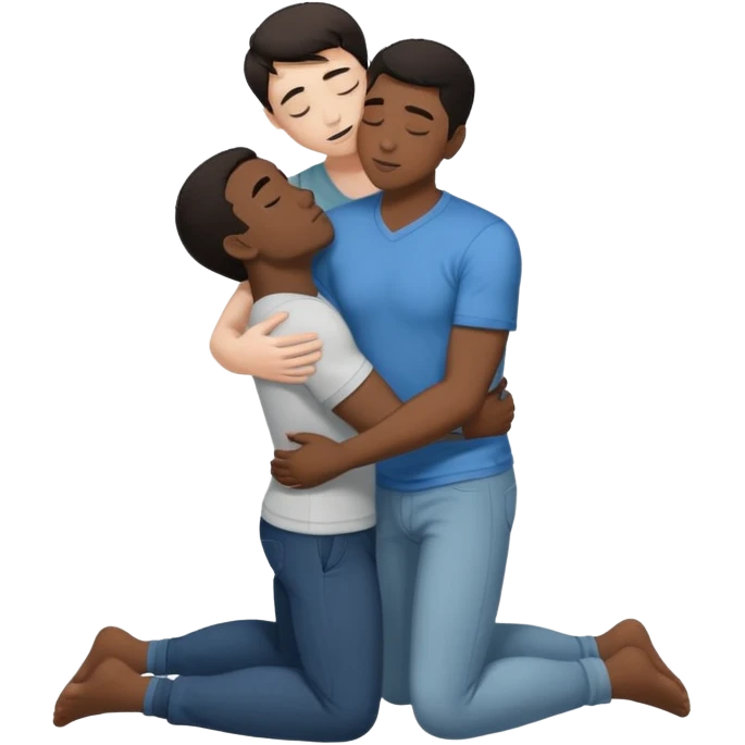 White dark hair male and black male, in love, naked, passionate kiss, snuggle, groping each other,full body view, on floor, orgasm  emoji
