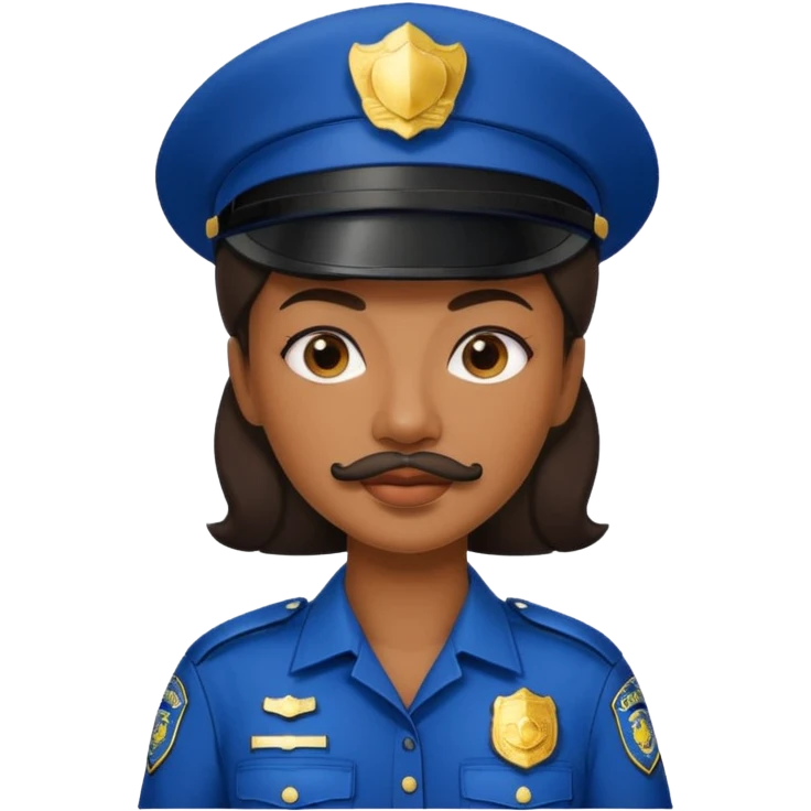 black woman with mustache wear police's uniform emoji