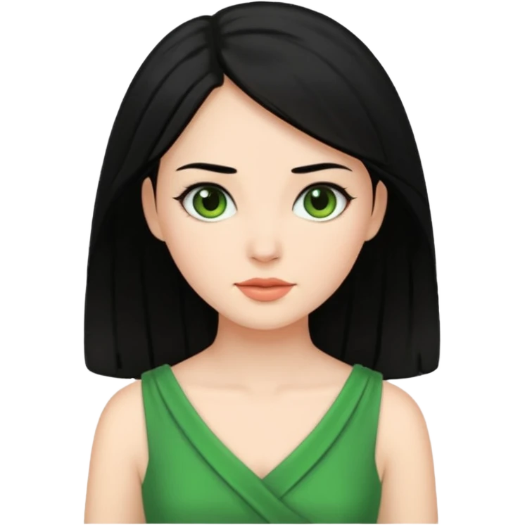 green dress black hair emoji