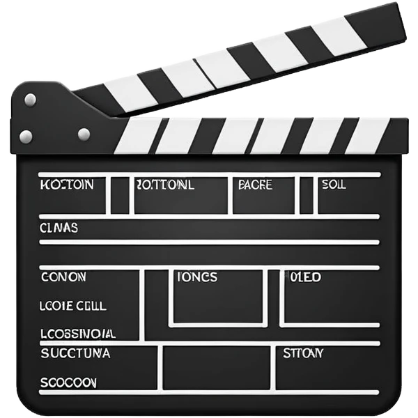 minimal movie clapperboard icon, essential lines only emoji