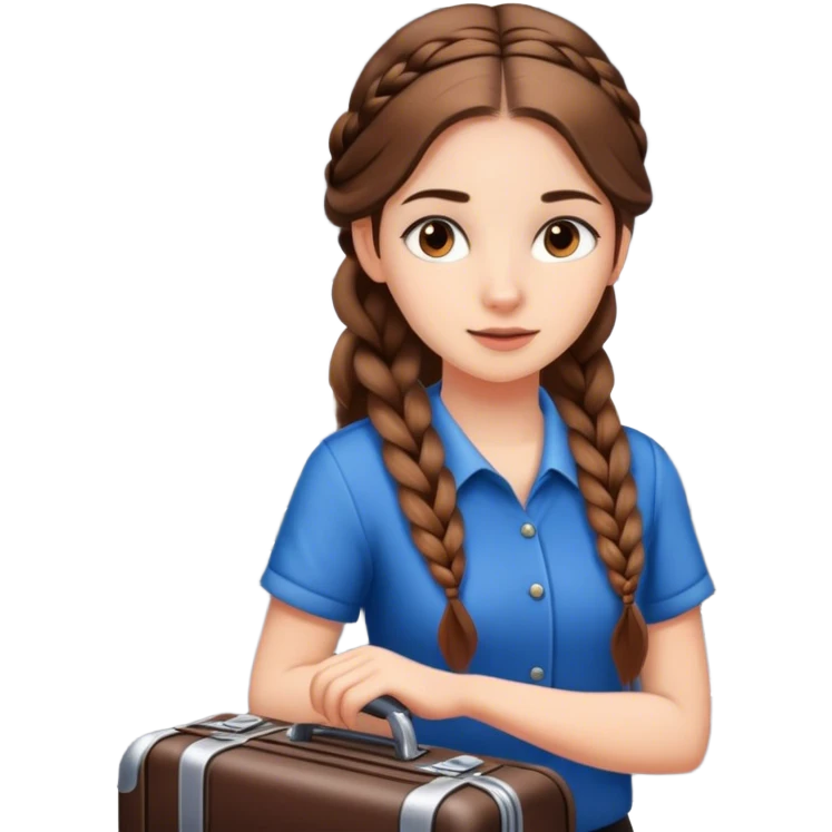 Girl with long hair in braid working at airport bags emoji