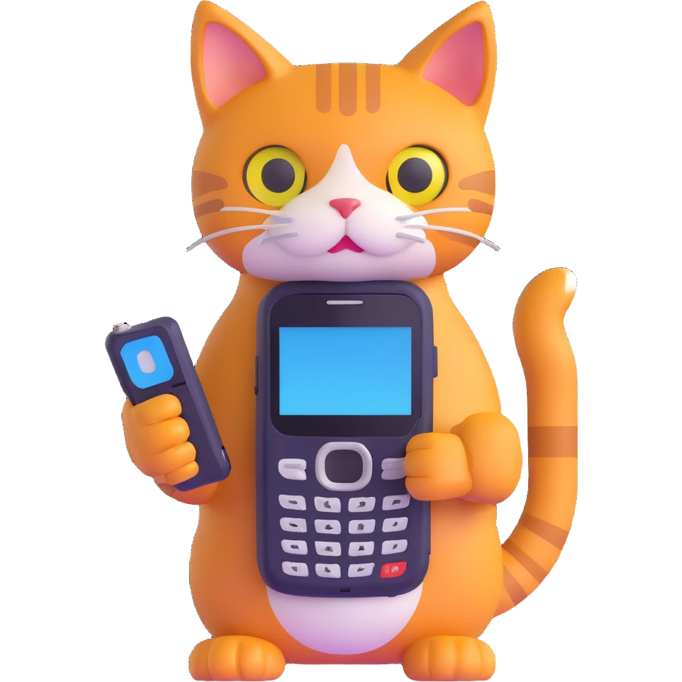 cat with nokia n73 phone emoji